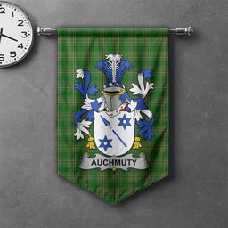 ScotsTee Shop Irish Auchmuty Clan Coat of Arms Irish Tartan Gonfalon Flag