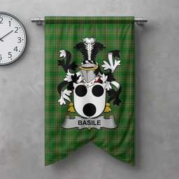 ScotsTee Shop Irish Basile Clan Coat of Arms Irish Tartan Gonfalon Flag