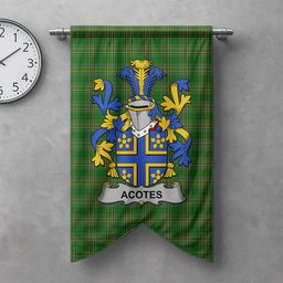 ScotsTee Shop Irish Acotes Clan Coat of Arms Irish Tartan Gonfalon Flag