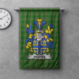 ScotsTee Shop Irish Acotes Clan Coat of Arms Irish Tartan Gonfalon Flag