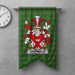 ScotsTee Shop Irish Archbold Clan Coat of Arms Irish Tartan Gonfalon Flag