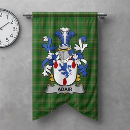 ScotsTee Shop Irish Adair Clan Coat of Arms Irish Tartan Gonfalon Flag