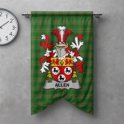 ScotsTee Shop Irish Allen Clan Coat of Arms Irish Tartan Gonfalon Flag