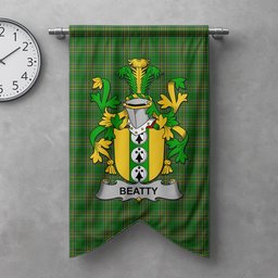 ScotsTee Shop Irish Beatty or Betagh Clan Coat of Arms Irish Tartan Gonfalon Flag
