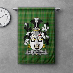 ScotsTee Shop Irish Bellingham Clan Coat of Arms Irish Tartan Gonfalon Flag