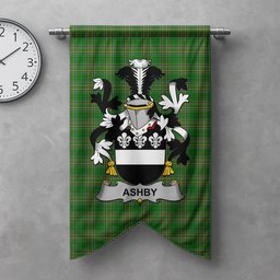 ScotsTee Shop Irish Ashby Clan Coat of Arms Irish Tartan Gonfalon Flag