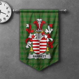 ScotsTee Shop Irish Barrett Clan Coat of Arms Irish Tartan Gonfalon Flag