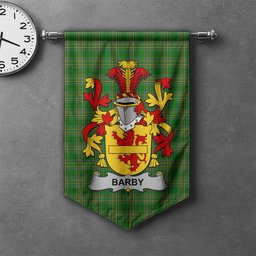 ScotsTee Shop Irish Barby Clan Coat of Arms Irish Tartan Gonfalon Flag