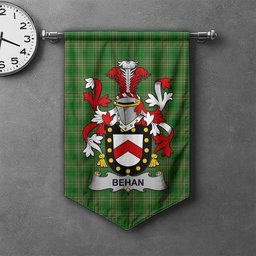 ScotsTee Shop Irish Behan Clan Coat of Arms Irish Tartan Gonfalon Flag