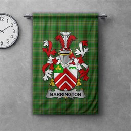 ScotsTee Shop Irish Barrington Clan Coat of Arms Irish Tartan Gonfalon Flag