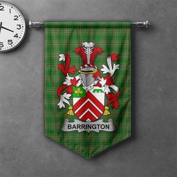ScotsTee Shop Irish Barrington Clan Coat of Arms Irish Tartan Gonfalon Flag