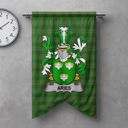 ScotsTee Shop Irish Aries Clan Coat of Arms Irish Tartan Gonfalon Flag