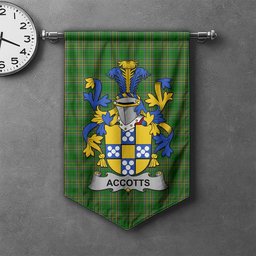 ScotsTee Shop Irish Accotts Clan Coat of Arms Irish Tartan Gonfalon Flag