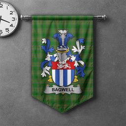 ScotsTee Shop Irish Bagwell Clan Coat of Arms Irish Tartan Gonfalon Flag