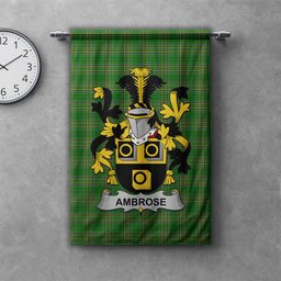 ScotsTee Shop Irish Ambrose Clan Coat of Arms Irish Tartan Gonfalon Flag