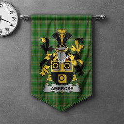 ScotsTee Shop Irish Ambrose Clan Coat of Arms Irish Tartan Gonfalon Flag