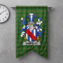 ScotsTee Shop Irish Annesley Clan Coat of Arms Irish Tartan Gonfalon Flag
