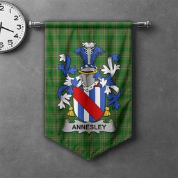 ScotsTee Shop Irish Annesley Clan Coat of Arms Irish Tartan Gonfalon Flag