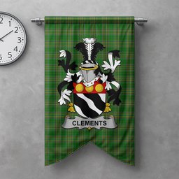 ScotsTee Shop Irish Clements Clan Coat of Arms Irish Tartan Gonfalon Flag