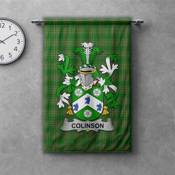 ScotsTee Shop Irish Colinson Clan Coat of Arms Irish Tartan Gonfalon Flag
