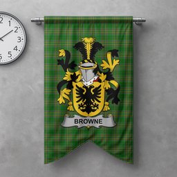 ScotsTee Shop Irish Browne Clan Coat of Arms Irish Tartan Gonfalon Flag
