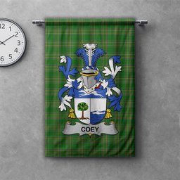 ScotsTee Shop Irish Coey or McCoey Clan Coat of Arms Irish Tartan Gonfalon Flag