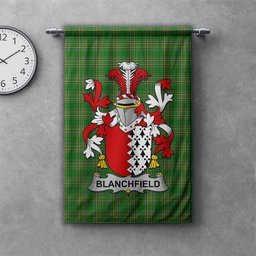ScotsTee Shop Irish Blanchfield Clan Coat of Arms Irish Tartan Gonfalon Flag