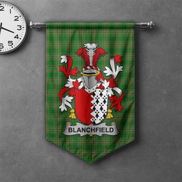 ScotsTee Shop Irish Blanchfield Clan Coat of Arms Irish Tartan Gonfalon Flag