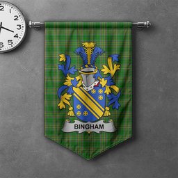 ScotsTee Shop Irish Bingham Clan Coat of Arms Irish Tartan Gonfalon Flag