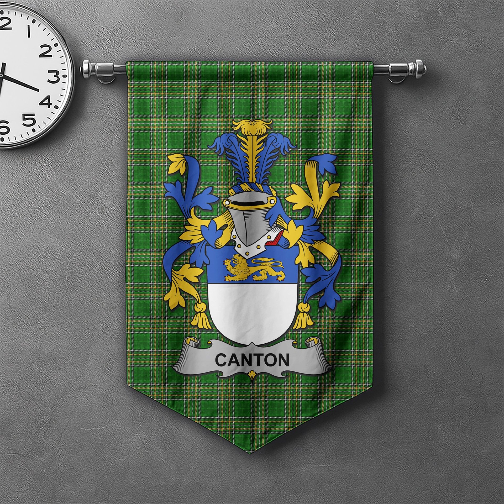 ScotsTee Shop Irish Canton Clan Coat of Arms Irish Tartan Gonfalon Flag