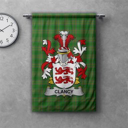 ScotsTee Shop Irish Clancy or McClancy Clan Coat of Arms Irish Tartan Gonfalon Flag
