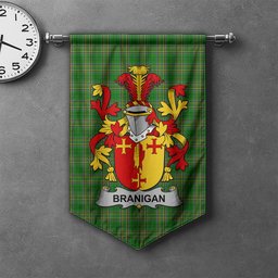 ScotsTee Shop Irish Branigan or O'Branagan Clan Coat of Arms Irish Tartan Gonfalon Flag