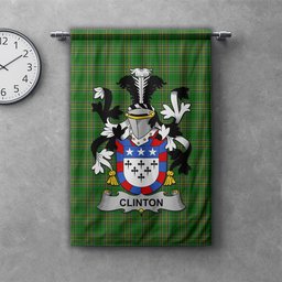 ScotsTee Shop Irish Clinton Clan Coat of Arms Irish Tartan Gonfalon Flag