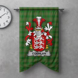 ScotsTee Shop Irish Coghlan or McCoghlan Clan Coat of Arms Irish Tartan Gonfalon Flag