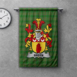 ScotsTee Shop Irish Breen or O'Breen Clan Coat of Arms Irish Tartan Gonfalon Flag