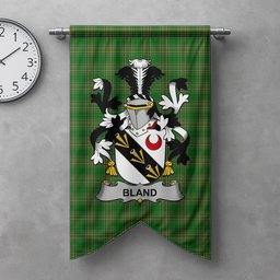 ScotsTee Shop Irish Bland Clan Coat of Arms Irish Tartan Gonfalon Flag