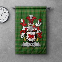 ScotsTee Shop Irish Cole Clan Coat of Arms Irish Tartan Gonfalon Flag
