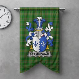 ScotsTee Shop Irish Bermingham Clan Coat of Arms Irish Tartan Gonfalon Flag