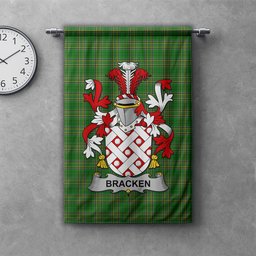 ScotsTee Shop Irish Bracken or O'Bracken Clan Coat of Arms Irish Tartan Gonfalon Flag