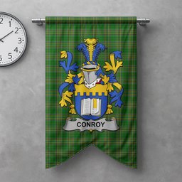 ScotsTee Shop Irish Conroy or O'Mulconroy Clan Coat of Arms Irish Tartan Gonfalon Flag