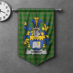ScotsTee Shop Irish Conroy or O'Mulconroy Clan Coat of Arms Irish Tartan Gonfalon Flag