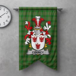 ScotsTee Shop Irish Courcy (de) Lord Kingsale Clan Coat of Arms Irish Tartan Gonfalon Flag