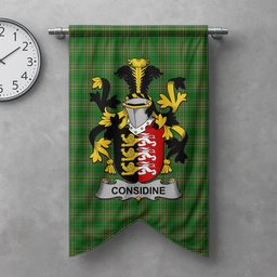ScotsTee Shop Irish Considine or McConsidine Clan Coat of Arms Irish Tartan Gonfalon Flag