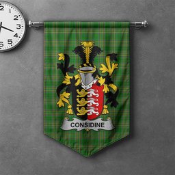 ScotsTee Shop Irish Considine or McConsidine Clan Coat of Arms Irish Tartan Gonfalon Flag