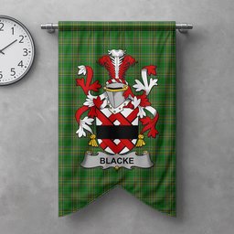 ScotsTee Shop Irish Blacke Clan Coat of Arms Irish Tartan Gonfalon Flag
