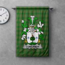 ScotsTee Shop Irish Concanon or O'Concanon Clan Coat of Arms Irish Tartan Gonfalon Flag