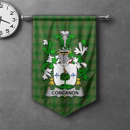 ScotsTee Shop Irish Concanon or O'Concanon Clan Coat of Arms Irish Tartan Gonfalon Flag