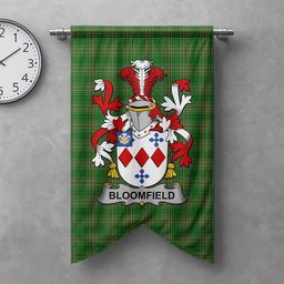 ScotsTee Shop Irish Bloomfield Clan Coat of Arms Irish Tartan Gonfalon Flag