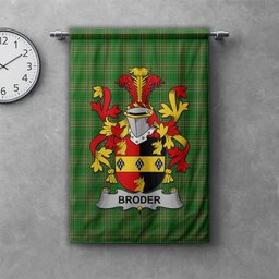 ScotsTee Shop Irish Broder or O'Broder Clan Coat of Arms Irish Tartan Gonfalon Flag