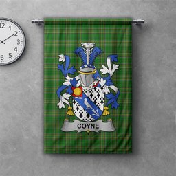 ScotsTee Shop Irish Coyne or O'Coyne Clan Coat of Arms Irish Tartan Gonfalon Flag